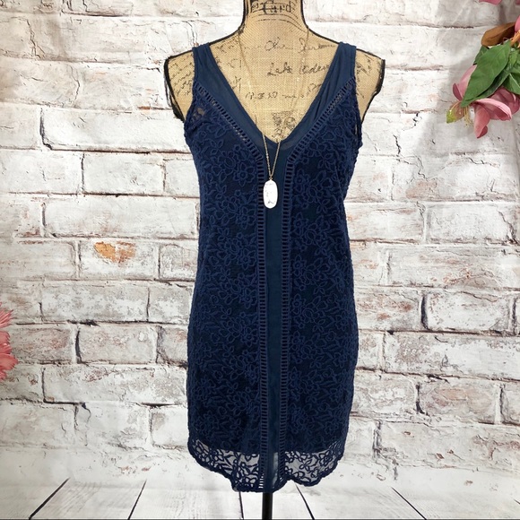 Abercrombie & Fitch Dresses & Skirts - Abercrombie & Fitch Navy Crochet Front Mini Dress